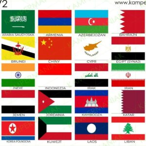 Flagi Azji 51 szt. (zestaw) Wlepki, naklejki, sticker, kamper, przyczepa, motocykl