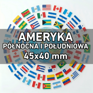 Flagi Ameryka Południowa i Północna 40 szt. (zestaw) Wlepki, naklejki, sticker, kamper, przyczepa, motocykl