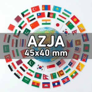 Flagi Azja 51 szt. (zestaw) Wlepki, naklejki, sticker, kamper, przyczepa, motocykl