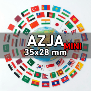 Flagi Azja MINI 51 szt. (zestaw) Wlepki, naklejki, sticker, kamper, przyczepa, motocykl
