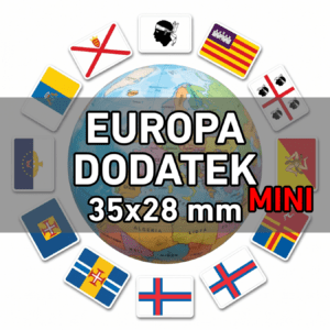 Flagi Europa MINI - Dodatek 19 szt. (zestaw) Wlepki, naklejki, sticker, kamper, przyczepa, motocykl