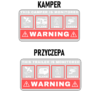 NAKLEJKA OSTRZEGAWCZA PRZEŹROCZYSTA KAMPER PRZYCZEPA