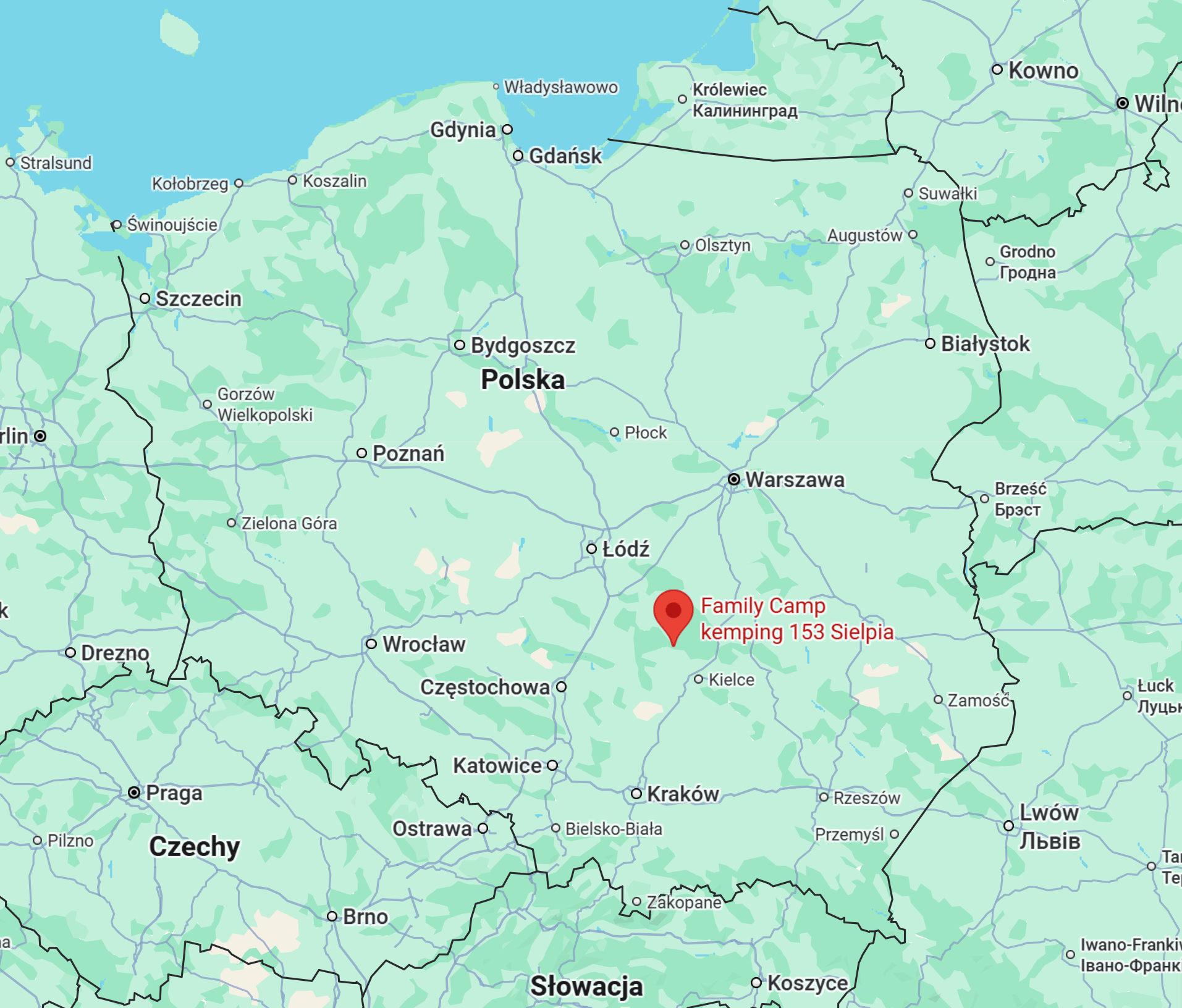 mapa w polsce zlot karawaningowy biwak z kampermaniakami