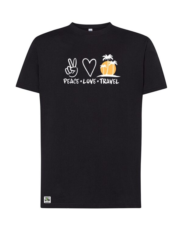 Koszulka PEACE LOVE TRAVEL Unisex - obrazek 2
