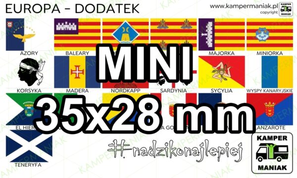 Flagi Europa MINI - Dodatek 19 szt. (zestaw) Wlepki, naklejki, sticker, kamper, przyczepa, motocykl - obrazek 2